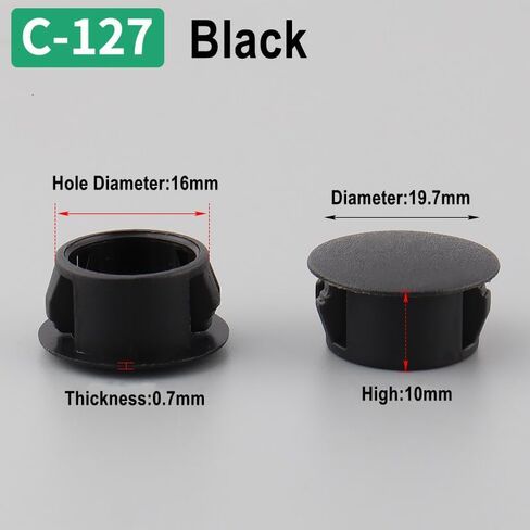 Desk Grommet,Cable Grommet Cable Grommet， 50PCS White Furniture Hole Cover Plastic Decorative Hole Desktop Cable Grommet Black Snap Cap Round(Black,16mm) in Kuwait