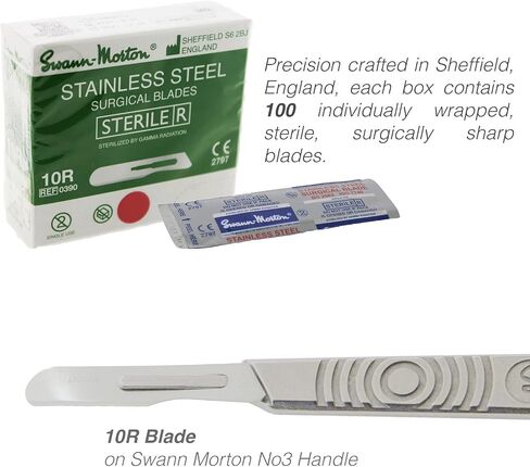 مجموعة Dermaplaning مع Swann Morton 10R Dermaplaning Blades (100ct.) No 3 Handle ، صندوق تخزين Kimball ، توبيخ متوافق لتثبيت شفرات Dermaplane in Saudi Arabia
