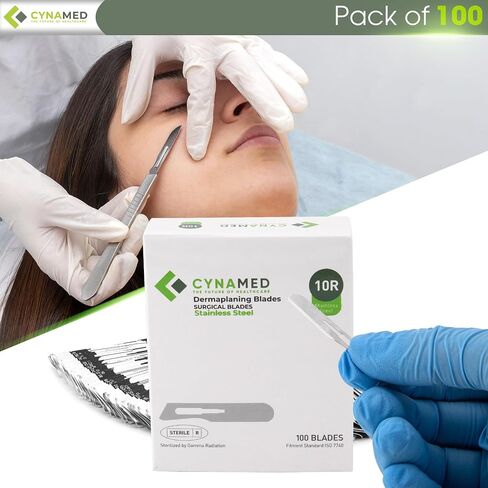 Dermaplaning Replaceable Blades No.10R – Box of 100, High-Quality Stainless Steel for Precise Exfoliation and Smooth Skin, Professional-Grade Blades for Facial Hair Removal and Skincare Treatments in Saudi Arabia