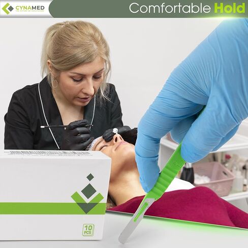 شفرات Dermaplaning مع مقبض بلاستيكي رقم 14-شفرات زبدة مقشر من الفولاذ المقاوم للصدأ للبشرة الناعمة-الاستخدام الواحد ، معقمة ومهنية لإزالة شعر الوجه والعناية بالبشرة in Saudi Arabia