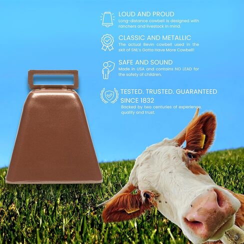 Bevin Bells Long Distance Cow Bells 10LD (النحاس والنحاس) | أجراس عيد الميلاد | مصنوع من الصلب | صانعي الضوضاء الصاخبة | ث/حزام أبيض حول المقبض | أسهل في الاحتفاظ | صنع في CT ، الولايات المتحدة الأمريكية in Kuwait