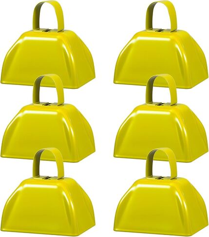 6 Pcs 3 Inch Metal Cowbells Noise Maker Hand Percussion Cow Bells with Handles for Sporting Events Cheering Noisemakers Weddings Team Spirit Sports Party Favors (Blue) in Saudi Arabia