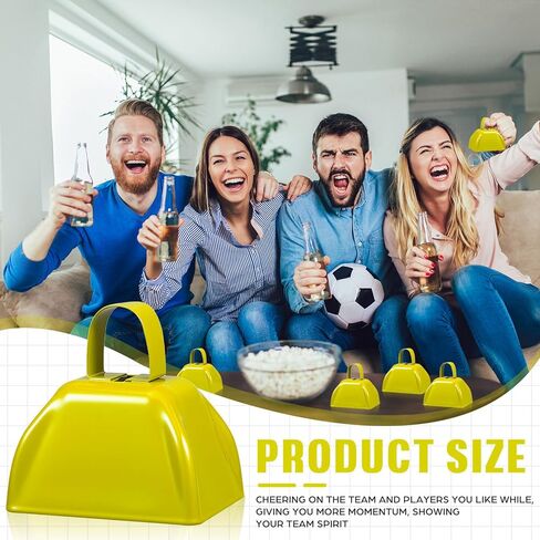 6 Pcs 3 Inch Metal Cowbells Noise Maker Hand Percussion Cow Bells with Handles for Sporting Events Cheering Noisemakers Weddings Team Spirit Sports Party Favors (Blue) in Saudi Arabia