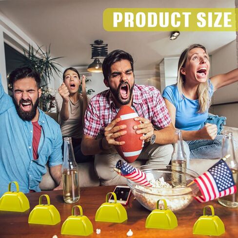 6 Pcs 3 Inch Metal Cowbells Noise Maker Hand Percussion Cow Bells with Handles for Sporting Events Cheering Noisemakers Weddings Team Spirit Sports Party Favors (Blue) in Saudi Arabia