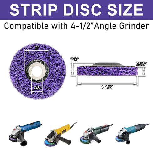 Paint Stripping Discs 12-Pack, 4-1/2" Purple Strip Disc Wheel for Angle Grinder, Ideal for Paint, Rust, and Grime Removal, Metal and Wood Stripping in Kuwait