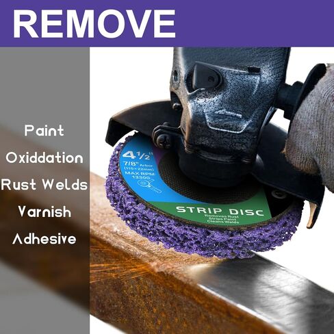 Paint Stripping Discs 12-Pack, 4-1/2" Purple Strip Disc Wheel for Angle Grinder, Ideal for Paint, Rust, and Grime Removal, Metal and Wood Stripping in Kuwait