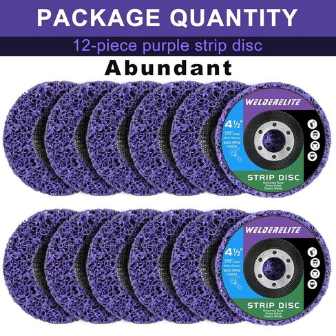 Paint Stripping Discs 12-Pack, 4-1/2" Purple Strip Disc Wheel for Angle Grinder, Ideal for Paint, Rust, and Grime Removal, Metal and Wood Stripping in Kuwait