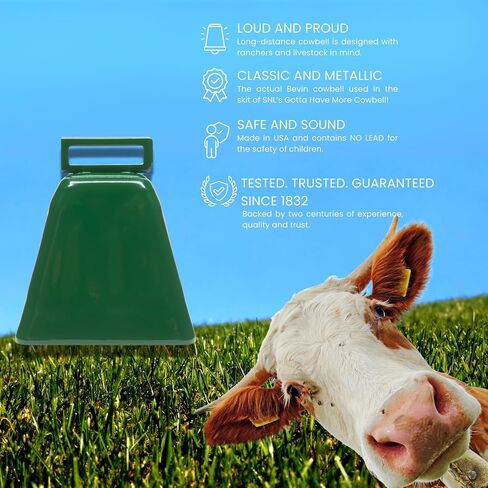 Bevin Bells Long Distance Cow Bells 10LD (النحاس والنحاس) | أجراس عيد الميلاد | مصنوع من الصلب | صانعي الضوضاء الصاخبة | ث/حزام أبيض حول المقبض | أسهل في الاحتفاظ | صنع في CT ، الولايات المتحدة الأمريكية in Kuwait