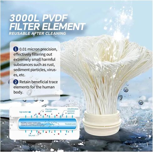 High Flow Water Filter System Stainless 0.01μm Ultrafiltration Filter Reusable PVDF Exceed Whole House 3000-8000L(Filterelement 5000L) in Saudi Arabia