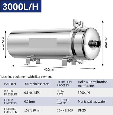 High Flow Water Filter System Stainless 0.01μm Ultrafiltration Filter Reusable PVDF Exceed Whole House 3000-8000L(Filterelement 5000L) in Saudi Arabia
