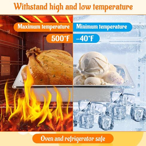 SHUESS 6 Set 1/2 أحواض فندق نصف مقاوم للصدأ ، مقلاة طاولة بخار بعمق 2.5 بوصة ، مقاطع طاولة بخار مضادة للجامات تجارية ، مقلاة تخزين الطعام المعدنية (12.8 "L x 10.4" W) in Saudi Arabia