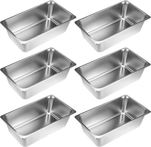 QWORK Full Size Steam Table Pans, 6 Pack 6-Inch Depth Stainless Steel Pan, Catering Tray, Hotel Restaurant Pans in Saudi Arabia