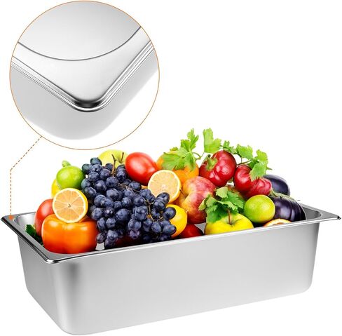 QWORK Full Size Steam Table Pans, 6 Pack 6-Inch Depth Stainless Steel Pan, Catering Tray, Hotel Restaurant Pans in Saudi Arabia