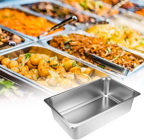 QWORK Full Size Steam Table Pans, 6 Pack 6-Inch Depth Stainless Steel Pan, Catering Tray, Hotel Restaurant Pans in Saudi Arabia