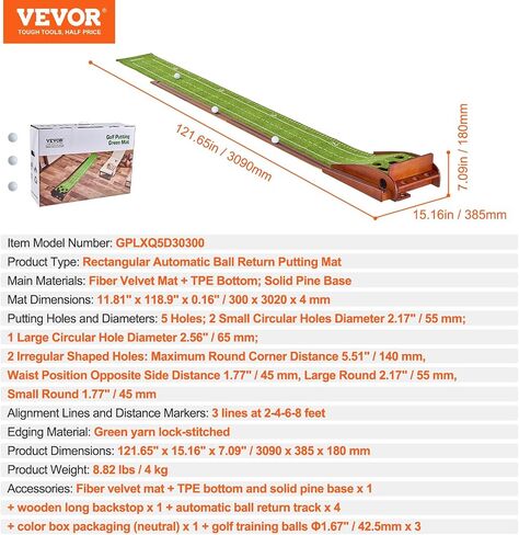 VEVOR Golf Putting Mat, Putting Green Indoor, Putting Matt for Indoors, Sports Spin n Putt Golf Game, Perfect Practice Putting Mat, Golf Putting Mats Practice Auto-Ball Return in Saudi Arabia