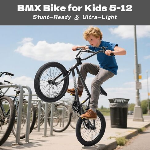 67i Boys BMX Bike 8-12 Years 18"/20" | 4 Steel Pegs, U-Brakes, Adjustable Seat & Hi-Ten Steel Frame | Lightweight 2.35" Tires for Park & Street Riding in Kuwait