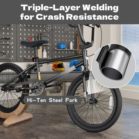 67i Boys BMX Bike 8-12 Years 18"/20" | 4 Steel Pegs, U-Brakes, Adjustable Seat & Hi-Ten Steel Frame | Lightweight 2.35" Tires for Park & Street Riding in Kuwait