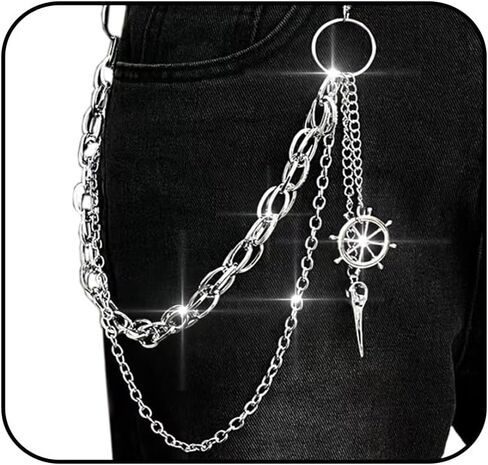 Star Chains for Pants Punk Goth Pocket Chain for Men Women Long Layered Jeans Chain for Men Silver Wallet Chain Rock Trouser Chain for Jeans in Kuwait