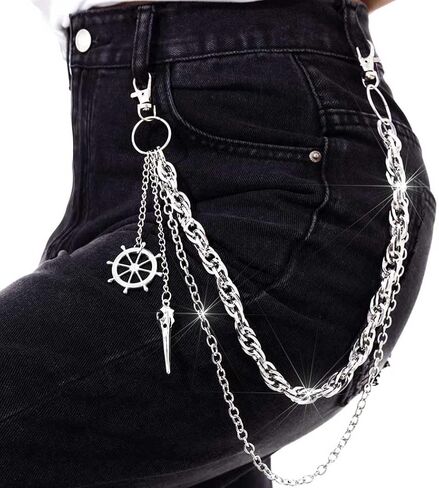 Star Chains for Pants Punk Goth Pocket Chain for Men Women Long Layered Jeans Chain for Men Silver Wallet Chain Rock Trouser Chain for Jeans in Kuwait