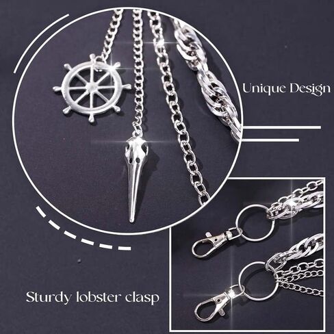 Star Chains for Pants Punk Goth Pocket Chain for Men Women Long Layered Jeans Chain for Men Silver Wallet Chain Rock Trouser Chain for Jeans in Kuwait