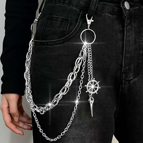 Star Chains for Pants Punk Goth Pocket Chain for Men Women Long Layered Jeans Chain for Men Silver Wallet Chain Rock Trouser Chain for Jeans in Kuwait
