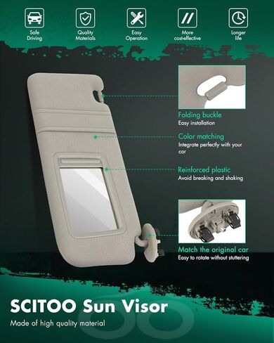 SCITOO Beigh Right Passenger Side Sun Visor Assembly fit for 2013 2014 2015 2016 2017 2018 for Nissan Pathfinder,2014 2015 2016 2017 for Infiniti QX60 with Sunroof in Kuwait