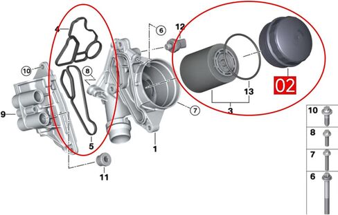 AMCC محسّن Edition Engine Filter Filter Kit & Gasket و Soil Filter Cap ومرشح الزيت ومرشح الزيت （7pcs） متوافق مع BMW N20 N52 N54 N55 F10 F25 استبدال: 11427953125 in Kuwait