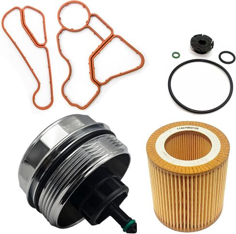 AMCC محسّن Edition Engine Filter Filter Kit & Gasket و Soil Filter Cap ومرشح الزيت ومرشح الزيت （7pcs） متوافق مع BMW N20 N52 N54 N55 F10 F25 استبدال: 11427953125 in Kuwait