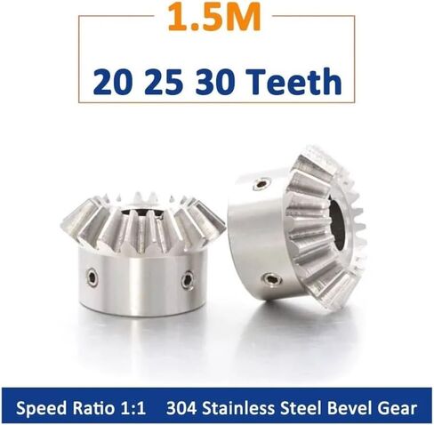 1pc 1:1 304 Stainless Steel Bevel Gear 1.5M 20 25 30 Teeth 1.5 Module 20T 25T 30T 90 Degrees Meshing Angle Steel Gears(10mm (Keyway 4mm),25 Teeth) in Saudi Arabia