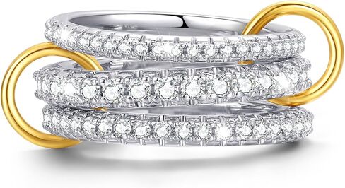 Elegant Gold Stackable Rings for Women - Non Tarnish Tri Color Rings Set, Perfect for Everyday Wear Ring Band, Fashion Jewelry with CZ, Ideal Promise Rings Gift for Her in Kuwait