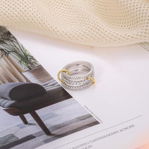 Elegant Gold Stackable Rings for Women - Non Tarnish Tri Color Rings Set, Perfect for Everyday Wear Ring Band, Fashion Jewelry with CZ, Ideal Promise Rings Gift for Her in Kuwait