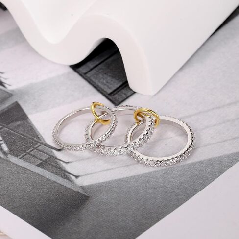Elegant Gold Stackable Rings for Women - Non Tarnish Tri Color Rings Set, Perfect for Everyday Wear Ring Band, Fashion Jewelry with CZ, Ideal Promise Rings Gift for Her in Kuwait