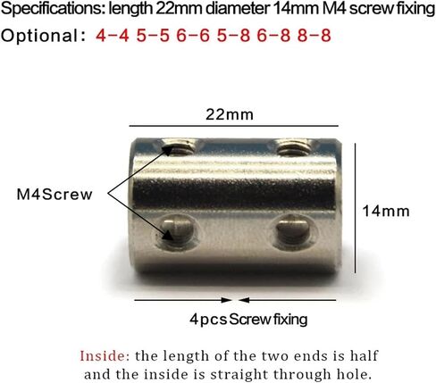 45# Steel Rigid Shaft Coupling CNC Motor Jaw Shaft Coupler 5mm to 8mm Rigid Coupling OD 14x22 Transmission Connector 4/5/6/8/10 1Pcs(4mm to 8mm) in Saudi Arabia
