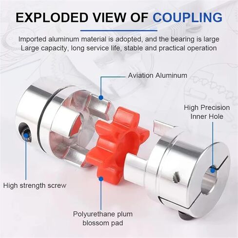 D20L25 العنكبوت مرنة مقرنة المحرك الألومنيوم مرنة الفك اقتران 5x8mm 3mm 4mm 5mm 6mm 6.35mm 7mm 10mm 1pcs (6.35x6.35) in Kuwait