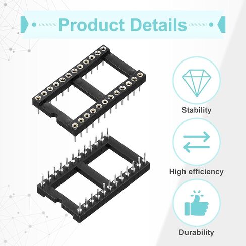 MECCANIXITY 8Pcs DIP IC Chip Socket Adapter 40 Round Pin IC Assortment Kit 2.54mm/0.1" Pitch for Breadboard Project, PCB Board Design in Saudi Arabia