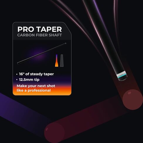 Carbon Fiber Pool Cue Stick with Case, 2pieces 58inch Low Deflection Professional Cue Stick for Billiards, Pro Taper Carbon Fibre Shaft with Genuine Leather Wrap and 12.5mm Tip (19oz-20oz) in Saudi Arabia