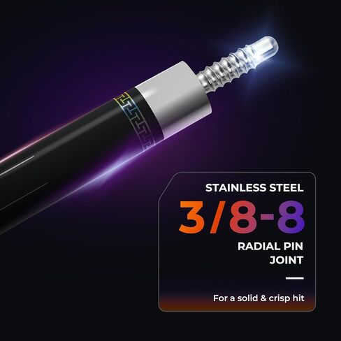 Carbon Fiber Pool Cue Stick with Case, 2pieces 58inch Low Deflection Professional Cue Stick for Billiards, Pro Taper Carbon Fibre Shaft with Genuine Leather Wrap and 12.5mm Tip (19oz-20oz) in Saudi Arabia