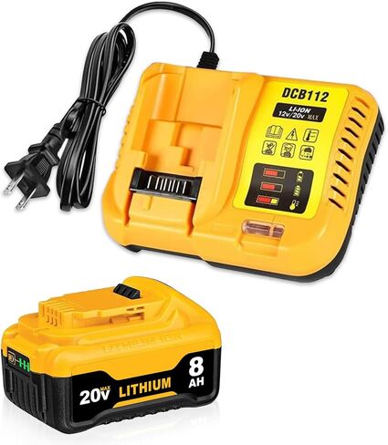 20V Battery Charger Replacement for Dewalt 20V Max Battery DCB200 DCB206 DCB204 DC118 DCB112 Lithium-Ion Charger Kit Replace for DCB101 DCB105 DCB115 +2Pack 8.0Ah DCB200 Battery and Charger Combo in Kuwait