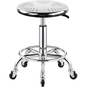 Swivel Stool on Wheels, Adjustable 304 Stainless Steel Medical Lab Stool, Heavy Duty Round Cushion, 5-Wheel Design for Easy Mobility in Saudi Arabia