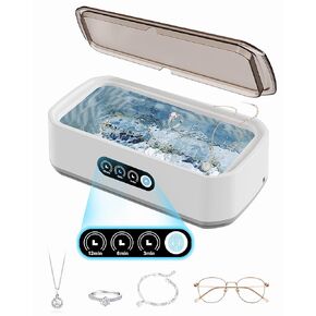 منظف ​​المجوهرات بالموجات فوق الصوتية الذكية - منظف قوي للموجات فوق الصوتية للنظارات ، والخواتم ، والساعات ، وأطقم الأسنان ، وسعة عالية من الفولاذ المقاوم للصدأ من الفولاذ المقاوم للصدأ منظف الموجات فوق الصوتية (أبيض) in Kuwait