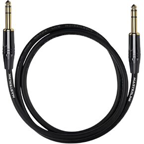 MasterLink 6ft 1/4 TRS Guitar Instrument Stereo | موصلات ذهبية ، متوازنة ، 6.35 ملم من الذكور إلى جاك جاك ستيريو الخط المتوازن للموالفات ، لوحة المفاتيح ، الخلاط ، مكبر الصوت ، مكبرات الصوت ، القيثارات الباس الكهربائية in Saudi Arabia