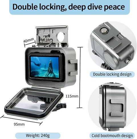 Waterproof Diving Housing for GoPro HERO13/12/11/10/9 Black - 196FT/60M Underwater Case with Magnetic Latch Mount, Protective Underwater Diving Housing Shell Accessories in Kuwait
