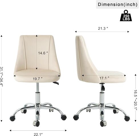 Enhance Comfort with Modern Velvet, Adjustable Height, Soft Upholstery, Sturdy Five-Claw Base, Space-Saving Design in Saudi Arabia