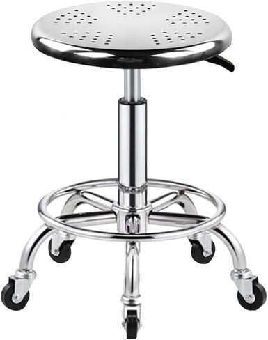 Swivel Stool on Wheels, Adjustable 304 Stainless Steel Medical Lab Stool, Heavy Duty Round Cushion, 5-Wheel Design for Easy Mobility in Saudi Arabia