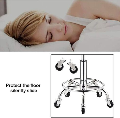 Swivel Stool on Wheels, Adjustable 304 Stainless Steel Medical Lab Stool, Heavy Duty Round Cushion, 5-Wheel Design for Easy Mobility in Saudi Arabia