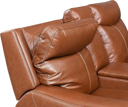 مجموعة حركة على الطراز المعاصر مجموعة من جلد الحبوب العلوي ، مسند رأس السلطة ومسند القدمين إلى الأمام ، شحن USB مريح in Kuwait