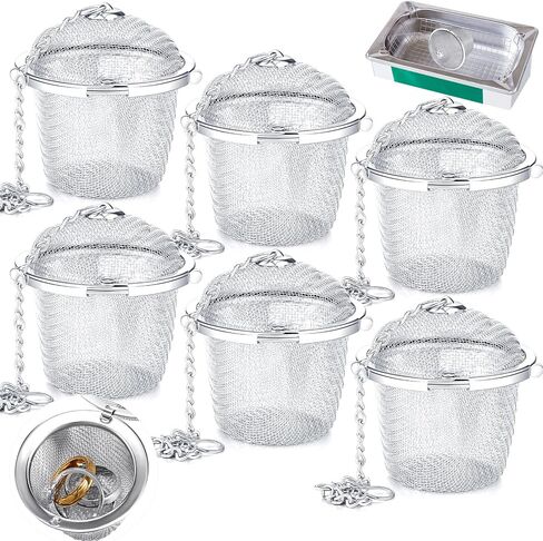 6 Pcs Jewelry Cleaner Baskets Bulk Stainless Steel Basket for Ultrasonic Jewelry Steamer Small Part and Cleaning Solution with Lock and Hook(Silver) in Saudi Arabia