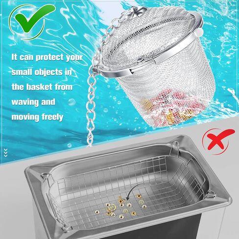 6 Pcs Jewelry Cleaner Baskets Bulk Stainless Steel Basket for Ultrasonic Jewelry Steamer Small Part and Cleaning Solution with Lock and Hook(Silver) in Saudi Arabia
