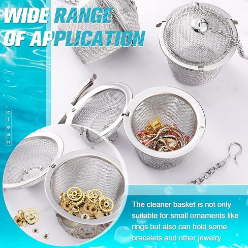 6 Pcs Jewelry Cleaner Baskets Bulk Stainless Steel Basket for Ultrasonic Jewelry Steamer Small Part and Cleaning Solution with Lock and Hook(Silver) in Saudi Arabia
