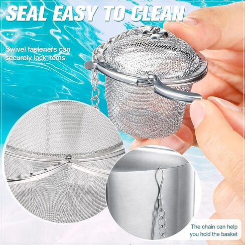 6 Pcs Jewelry Cleaner Baskets Bulk Stainless Steel Basket for Ultrasonic Jewelry Steamer Small Part and Cleaning Solution with Lock and Hook(Silver) in Saudi Arabia